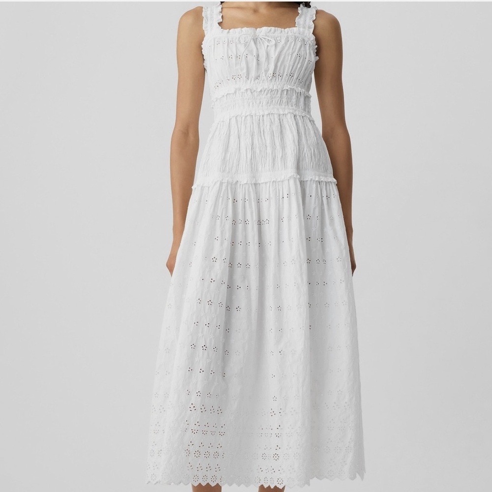 DOEN for GAP White Eyelet Smocked Dress